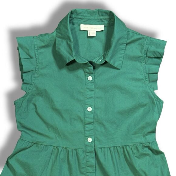 Monteau Los Angeles Womens Kelly Green Button Down Tiered Sleeveless Dress Small - Picture 3 of 8